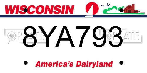 8YA793 Wisconsin License Plate