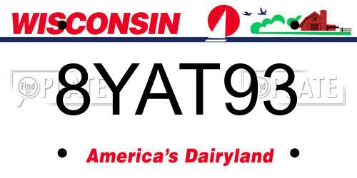 8YAT93 Wisconsin License Plate