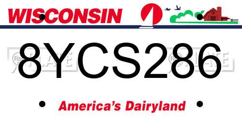 8YCS286 Wisconsin License Plate