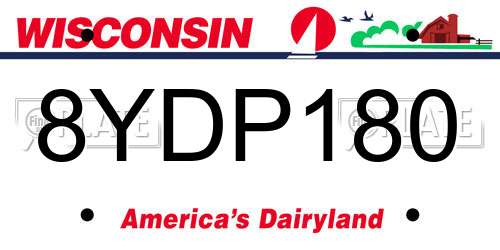 8YDP180 Wisconsin License Plate