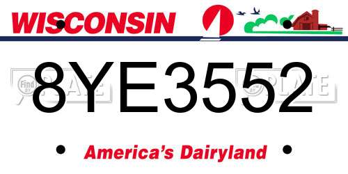 8YE3552 Wisconsin License Plate
