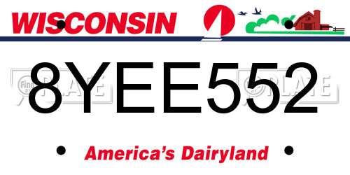 8YEE552 Wisconsin License Plate