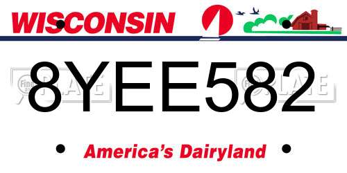 8YEE582 Wisconsin License Plate