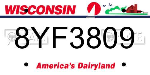8YF3809 Wisconsin License Plate