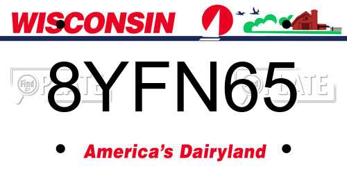 8YFN65 Wisconsin License Plate
