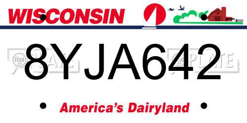 8YJA642 Wisconsin License Plate