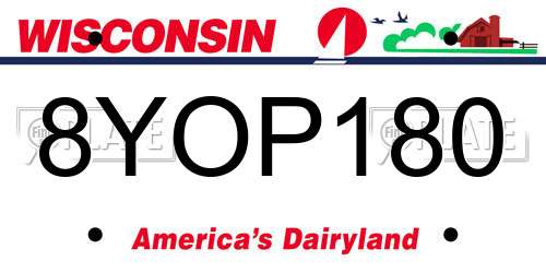 8YOP180 Wisconsin License Plate