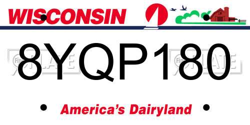 8YQP180 Wisconsin License Plate