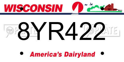 8YR422 Wisconsin License Plate