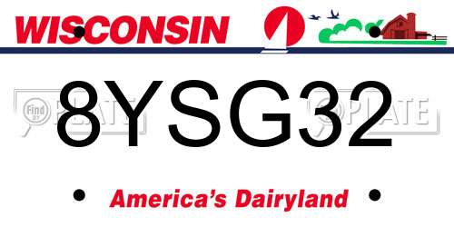 8YSG32 Wisconsin License Plate