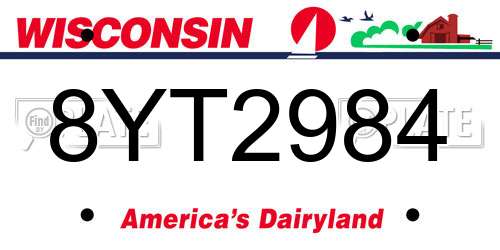 8YT2984 Wisconsin License Plate