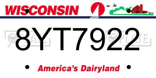 8YT7922 Wisconsin License Plate