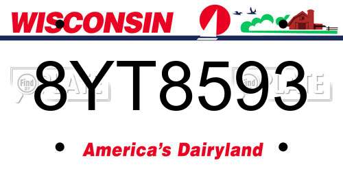 8YT8593 Wisconsin License Plate