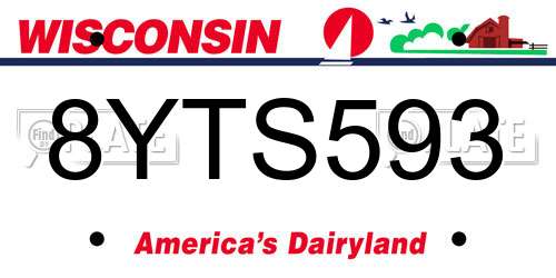 8YTS593 Wisconsin License Plate