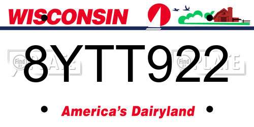 8YTT922 Wisconsin License Plate