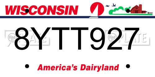 8YTT927 Wisconsin License Plate
