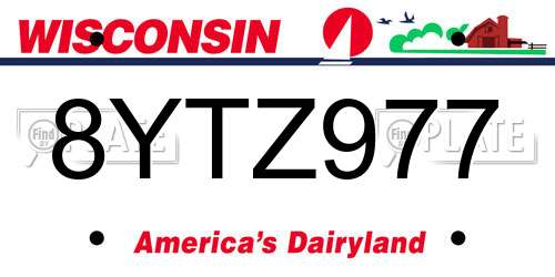 8YTZ977 Wisconsin License Plate