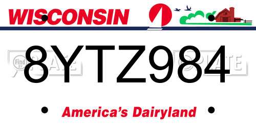 8YTZ984 Wisconsin License Plate
