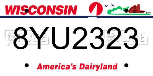 8YU2323 Wisconsin License Plate