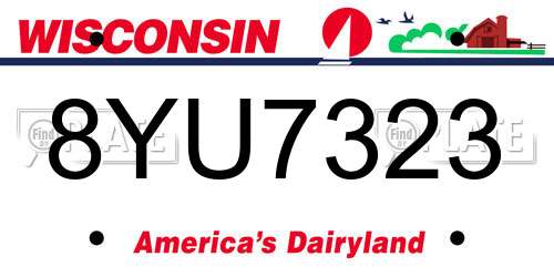 8YU7323 Wisconsin License Plate