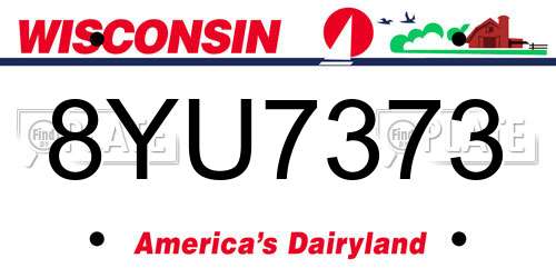 8YU7373 Wisconsin License Plate