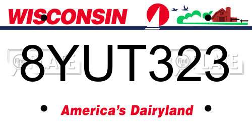 8YUT323 Wisconsin License Plate