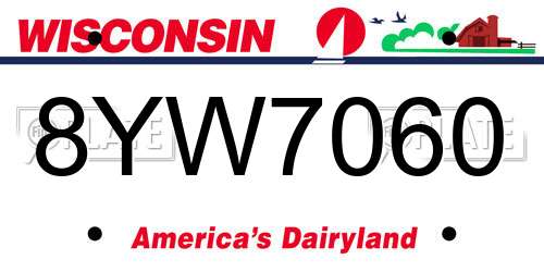 8YW7060 Wisconsin License Plate