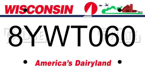 8YWT060 Wisconsin License Plate