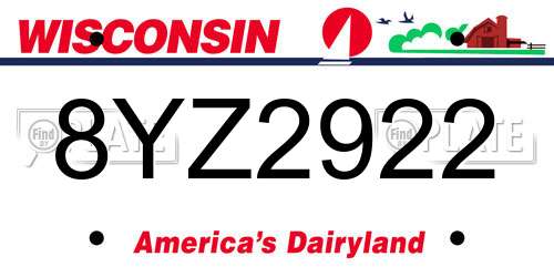8YZ2922 Wisconsin License Plate