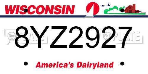 8YZ2927 Wisconsin License Plate