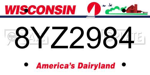 8YZ2984 Wisconsin License Plate