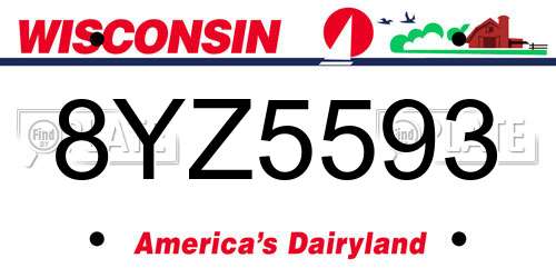 8YZ5593 Wisconsin License Plate