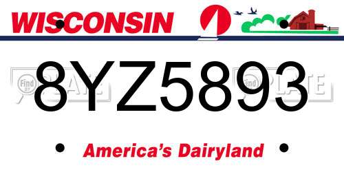 8YZ5893 Wisconsin License Plate
