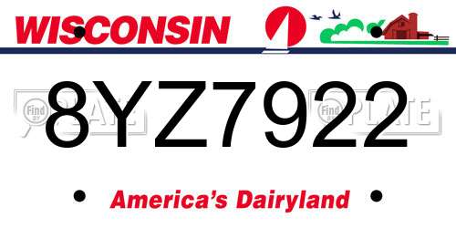 8YZ7922 Wisconsin License Plate