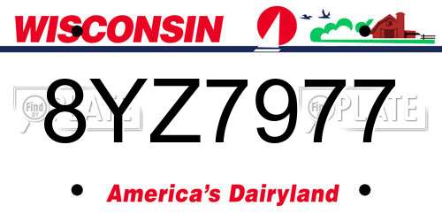 8YZ7977 Wisconsin License Plate