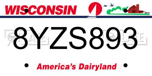 8YZS893 Wisconsin License Plate