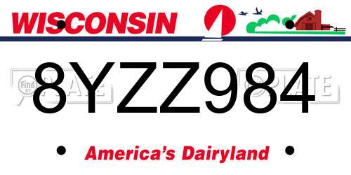 8YZZ984 Wisconsin License Plate
