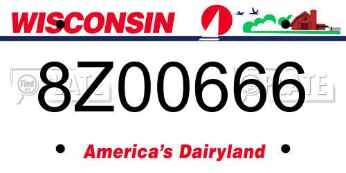 8Z00666 Wisconsin License Plate