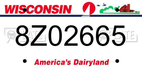 8Z02665 Wisconsin License Plate