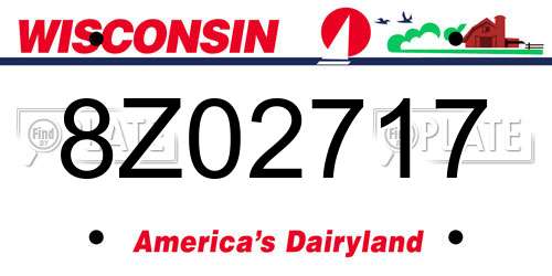 8Z02717 Wisconsin License Plate