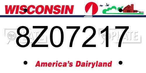8Z07217 Wisconsin License Plate