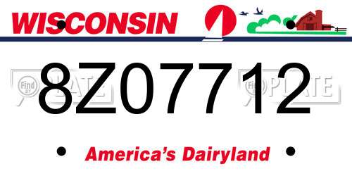 8Z07712 Wisconsin License Plate