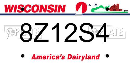 8Z12S4 Wisconsin License Plate