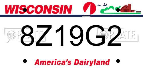 8Z19G2 Wisconsin License Plate