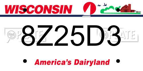 8Z25D3 Wisconsin License Plate