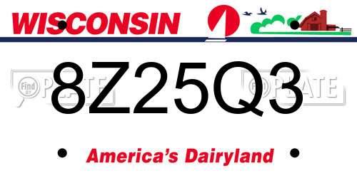 8Z25Q3 Wisconsin License Plate
