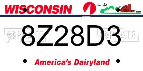 8Z28D3 Wisconsin License Plate