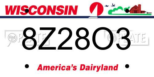 8Z28O3 Wisconsin License Plate