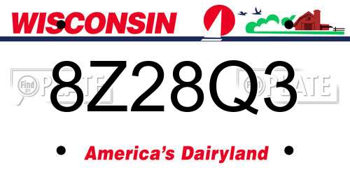 8Z28Q3 Wisconsin License Plate