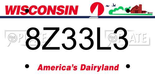 8Z33L3 Wisconsin License Plate